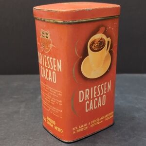 VGT,Driessen Cacao Tin, Orange, Features A Cup Of Hot Chocolate.
